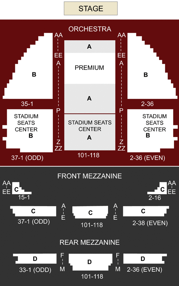 Gershwin Theater New York, NY seating chart and stage