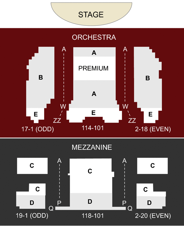 August Wilson Theater New York, NY seating chart and stage