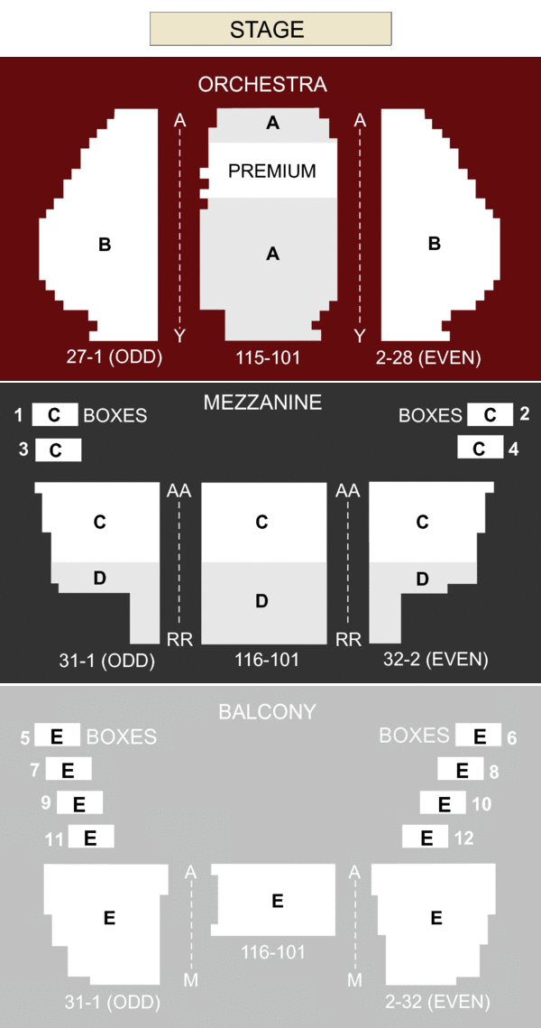 New Amsterdam Theater New York, NY seating chart and stage